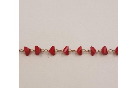 Cadena corazones cristal 3mm Rojo