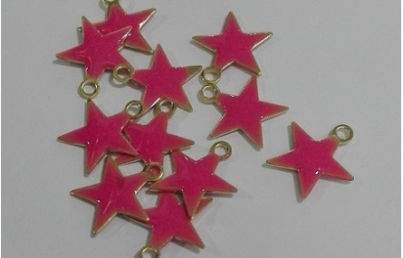 Colgante Estrella esmaltada 10mm Rosa
