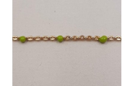 Cadena de 1,5mm oro mate con Microesmalte Verde