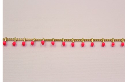 Cadena com pivotes rojo Coral de 5mm en Oro Mate