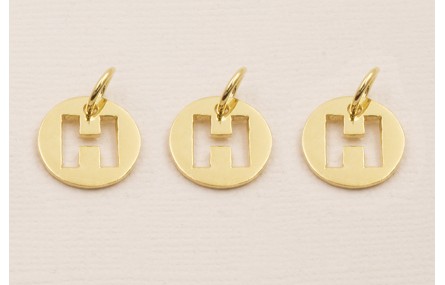Colgante letra H 10mm Baño Oro 18K, 3Micras