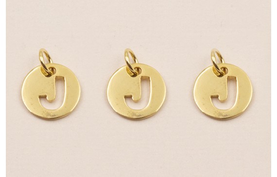 Colgante letra J 10mm Baño Oro 18K, 3Micras