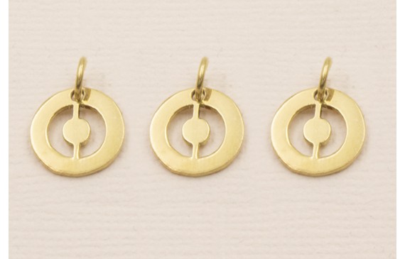 Colgante letra O 10mm Baño Oro 18K, 3Micras