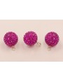 Colgante Strass 18mm con gancho plata Fucshia