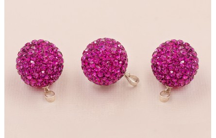 Colgante Strass 18mm con gancho plata Fucshia