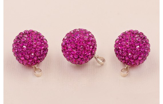 Colgante Strass 18mm con gancho plata Fucshia