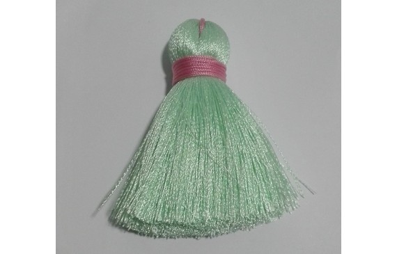 Pompón ancho 60mm*15mm verde piscina + rosa