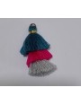 Pompon triple Azul-Fuxia-Gris