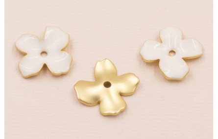 Pieza Flor 15mm esmaltada Blanca