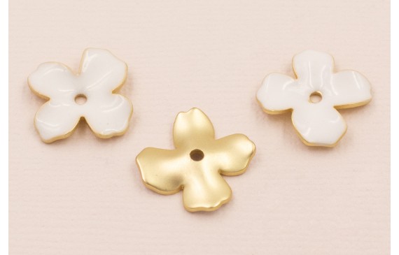 Pieza Flor 15mm esmaltada Blanca