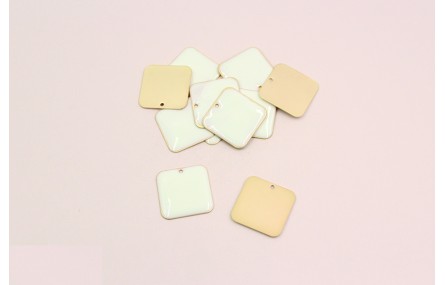 Pieza cuadrada esmaltada 22*22mm Blanca