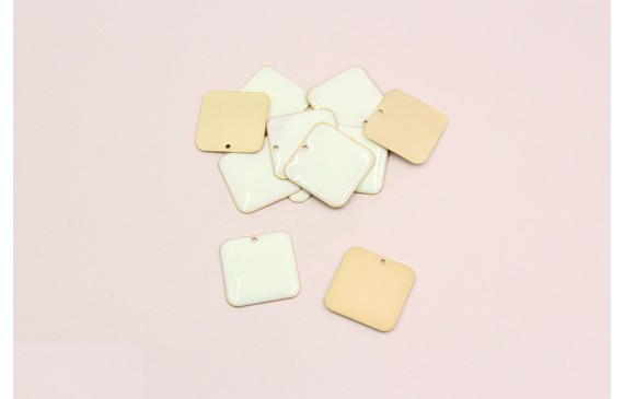 Pieza cuadrada esmaltada 22*22mm Blanca