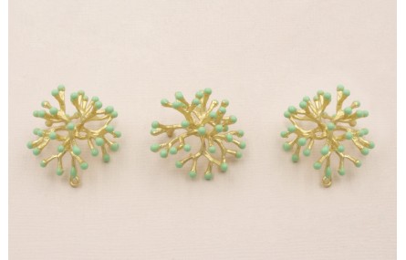 Colgante Coral 25*25*12mm Oro Mate Turquesa