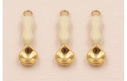 Colgante Cuchara esmalte Beige S. Steel 20*6mm