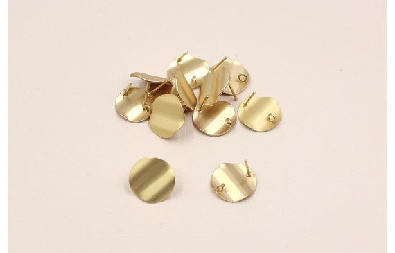 Perno Disco irregular 15mm con anilla Oro Mate