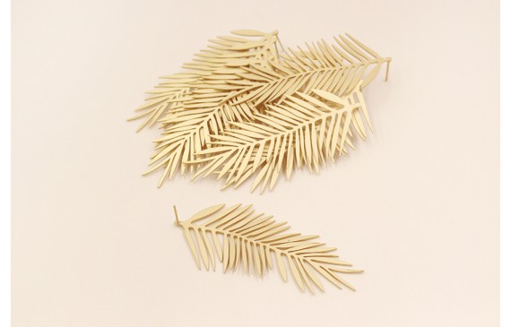 Pendiente Hojas 70*30mm Oro Mate