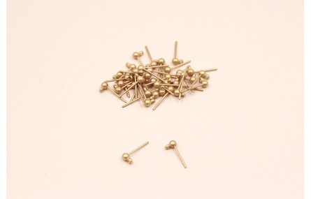 Perno con bolita de 3mm y anilla Oro Mate