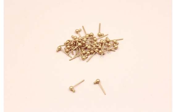 Perno con bolita de 3mm y anilla Oro Mate