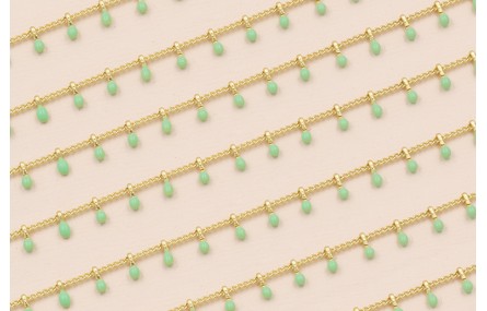 Cadena 1mm Oro con Colgante Esmalte Turquesa 5mm