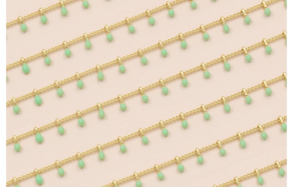 Cadena 1mm Oro con Colgante Esmalte Turquesa 5mm