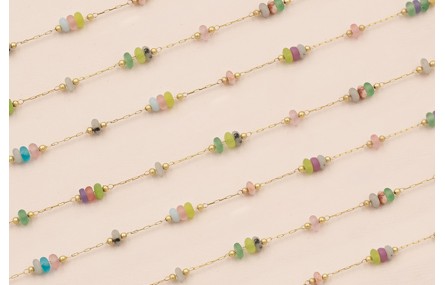 Cadena 1mm Oro Mate con discos color de 5mm Diam