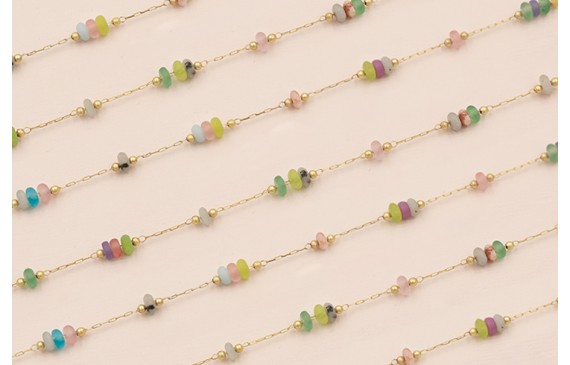 Cadena 1mm Oro Mate con discos color de 5mm Diam