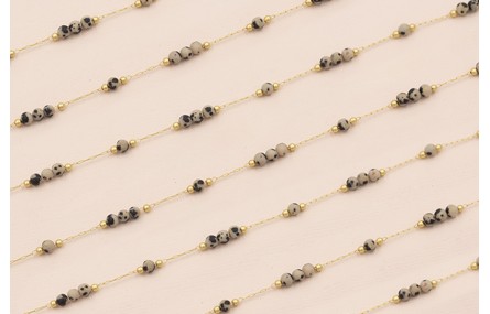 Cadena 1mm Oro Mate con 3 bolas tigre de 3mm Diam