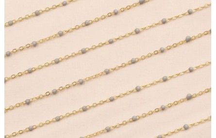 Cadena 1mm Oro Mate con Esmaltes de 2mm Gris