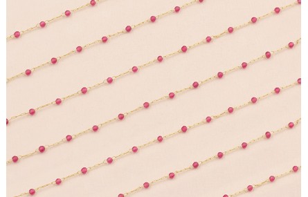 Cadena 1mm Oro Mate con Cristal granate de 2mm