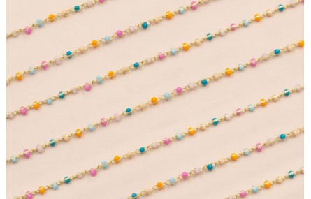 Cadena 2mm Oro Mate Esmaltes multicolor pastel
