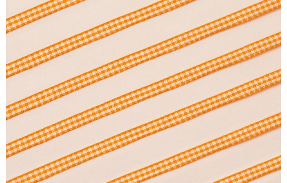 Lazo de Mini Vichy 5mm cuadros Naranja