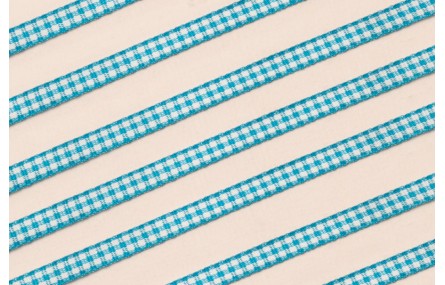 Lazo de Mini Vichy 5mm cuadros Azules