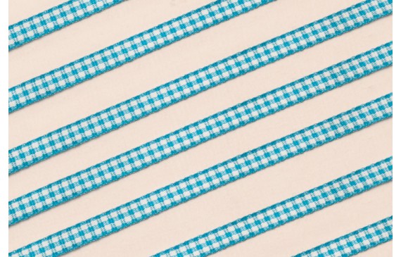 Lazo de Mini Vichy 5mm cuadros Azules