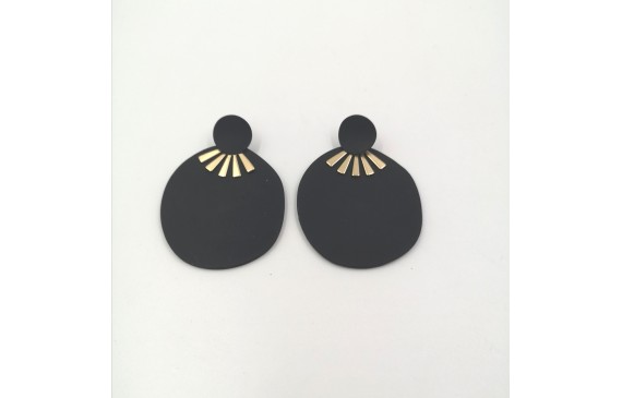 Pendientes chapa negra con rayo sol