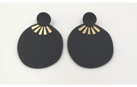 Pendientes chapa negra con rayo sol
