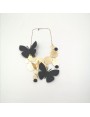 Collar chapas oro mate y mariposas negras