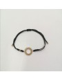 Pulsera macrame negra con sol oro