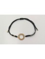 Pulsera macrame negra con sol oro