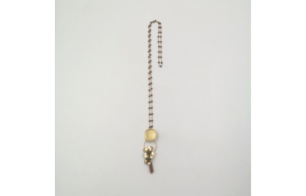 Collar largo facetadas gris, perno plano oro