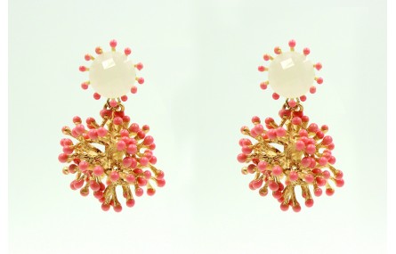 Pendientes corales puntas esmaltadas y cristal bla