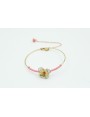 Pulsera rigida flor esmaltada blanca y alfiler bol