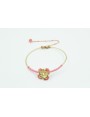 Pulsera rigida flor esmaltada rosa y alfiler bola 