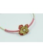 Pulsera rigida flor esmaltada rosa y alfiler bola 