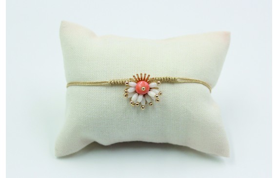 Pulsera nudo serpiente roseton de coral blanca