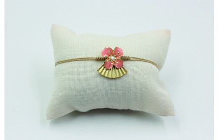 Pulsera nudo serpiente flor esmaltada rosa y trian