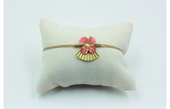 Pulsera nudo serpiente flor esmaltada rosa y trian