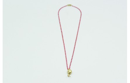 Solitario de cadena de miyuki rosa con colgante de