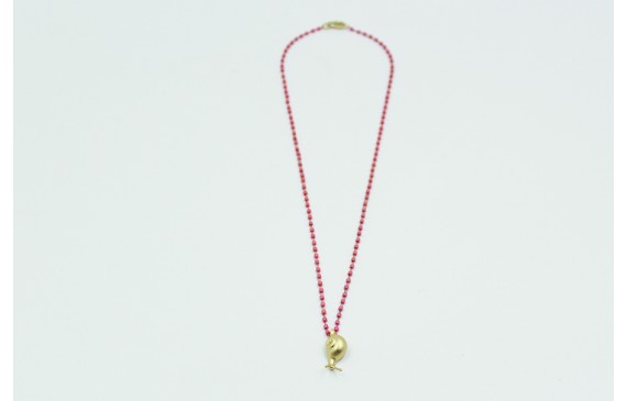 Solitario de cadena de miyuki rosa con colgante de