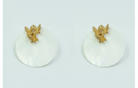 Pendientes disco nacar 12x10mm y perno trio maripo