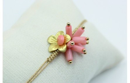 Pulsera nudo serpiente en color oro palido con cor